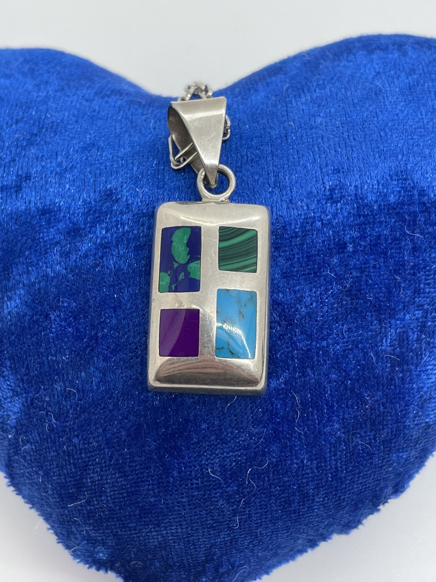 Sterling Inlaid Stone Necklace