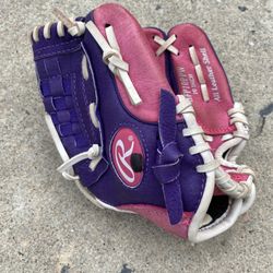 Rawlings 10” Leather Softball Glove Pink and Purple