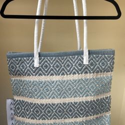 AKARA Handwoven Tote Bag with Leather Handle (New)$12