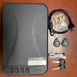 Portable Pistol Safes – Electronic Lock Box & Key Access, Silent Mode, Compact Car Gun Safe for Handgun, Small Single Safe for Travel, Office, Dorm Us
