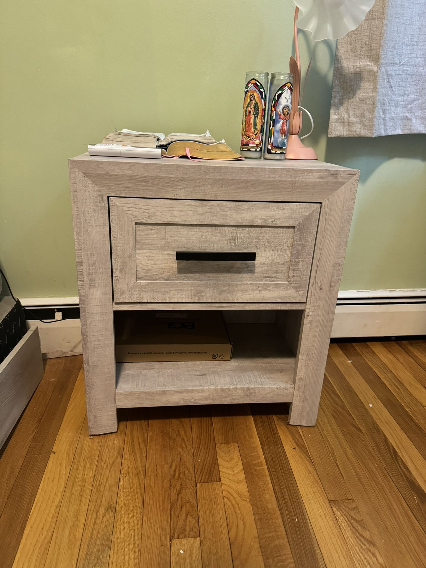 Grey Panel Nightstand