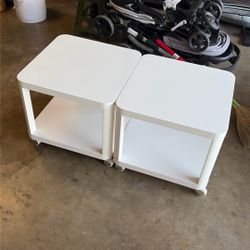 Set Of 2 White IKEA Tingby Side Tables Nightstands