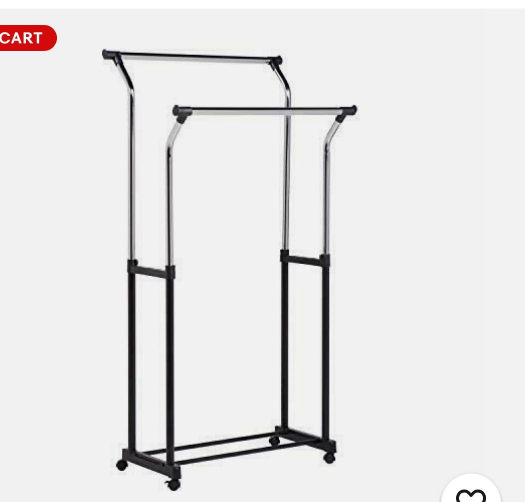 Rolling Clothes Rack Double Bar
