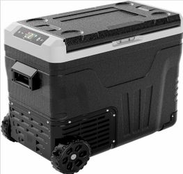 52QT(50L) Electric Cooler, Portable Freezer 12V/24V DC 100-240V AC, 12V Fridge -4℉~68℉, 12V Cooler with Wheels & 2 Baskets for Travel, Truck, Boat, Ca