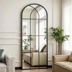 New Farmhouse Arched Windowpane Mirror 71”x32”