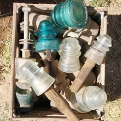 Vintage Glass Power Line Insulators - 44 Various Colors, Sizes, and Shapes