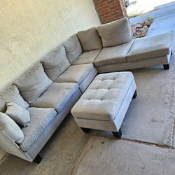 Gray Grey Sectional Sofa Couch 