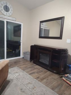 Mirror and fireplace