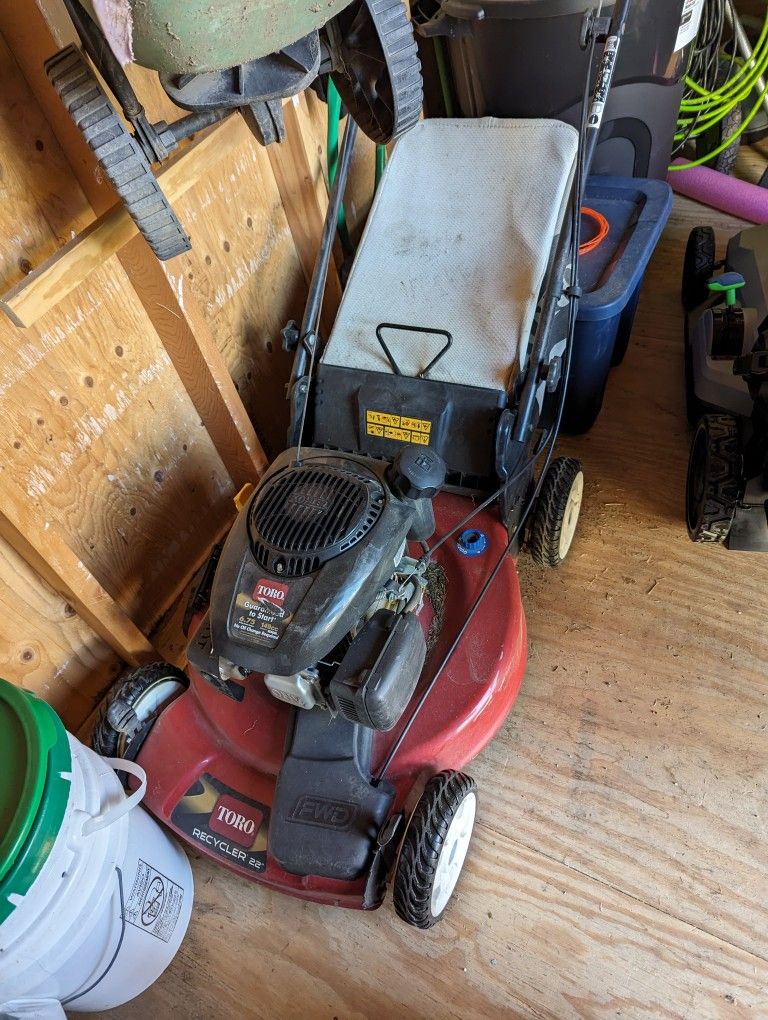 Toro Self Propelled Mower & Stihl Trimmer.