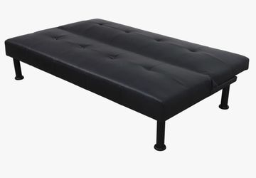 Black futon couch lay down bed