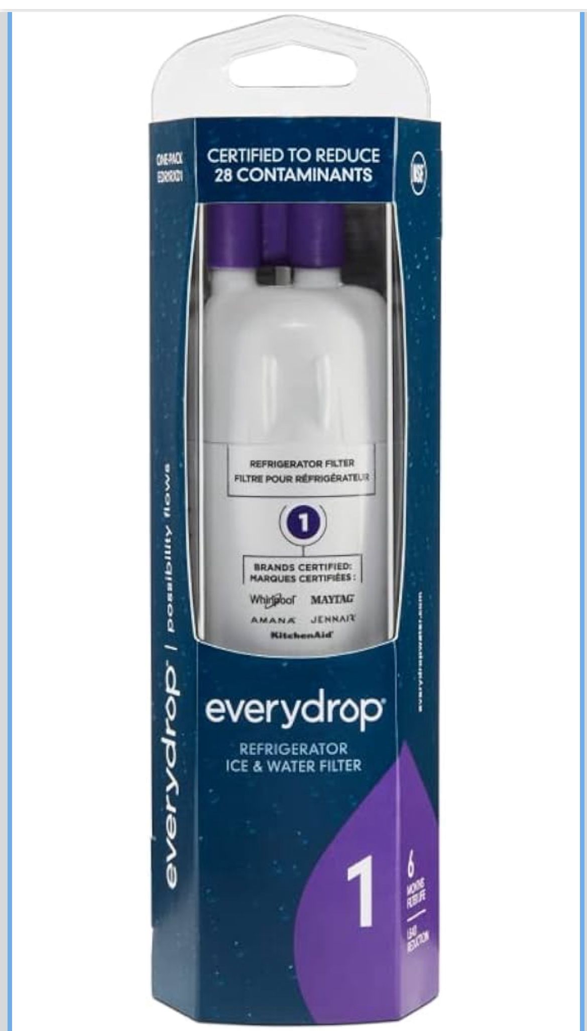 2-4 everydrop by Whirlpool Ice and Water Refrigerator Filter 1, EDR1RXD1, Single-Pack , Purple