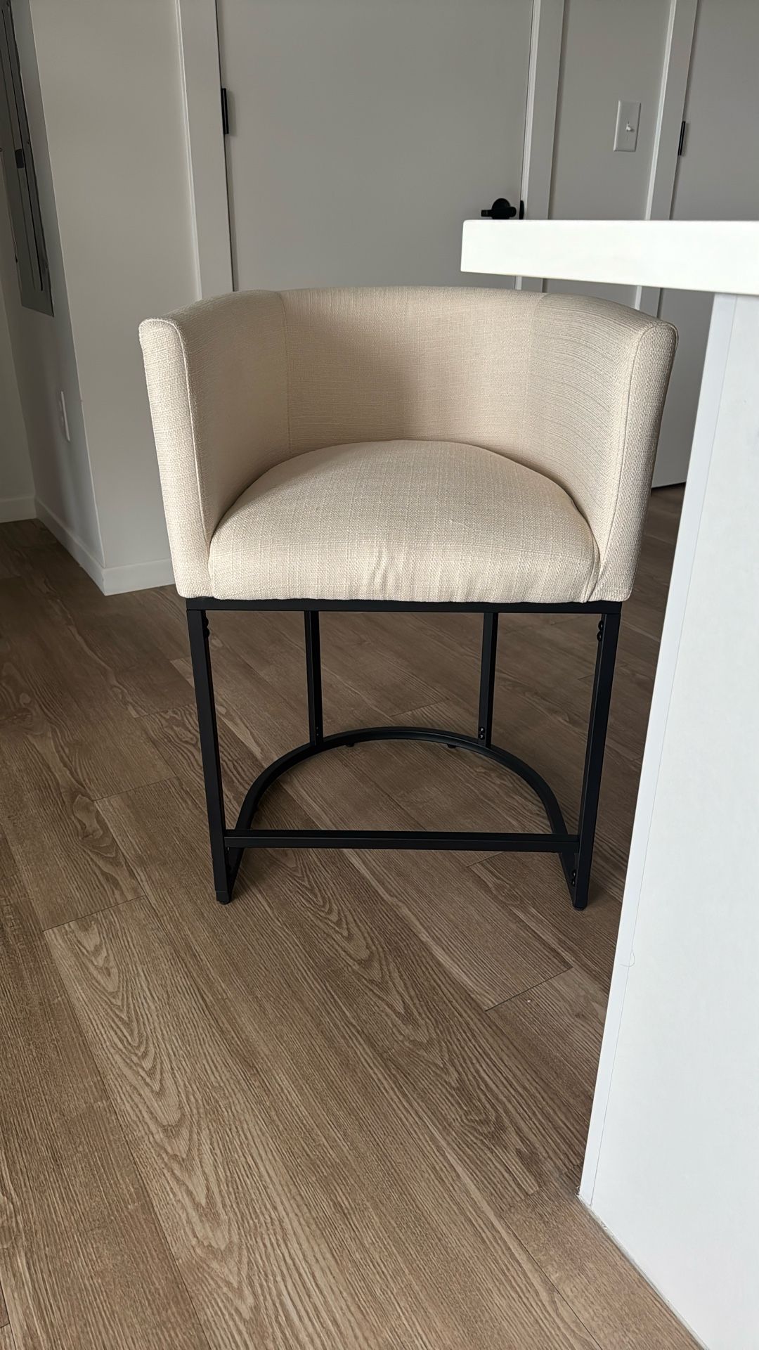 Modern Cream Bar Stools (Set of 2) — 24” Chrome Legs