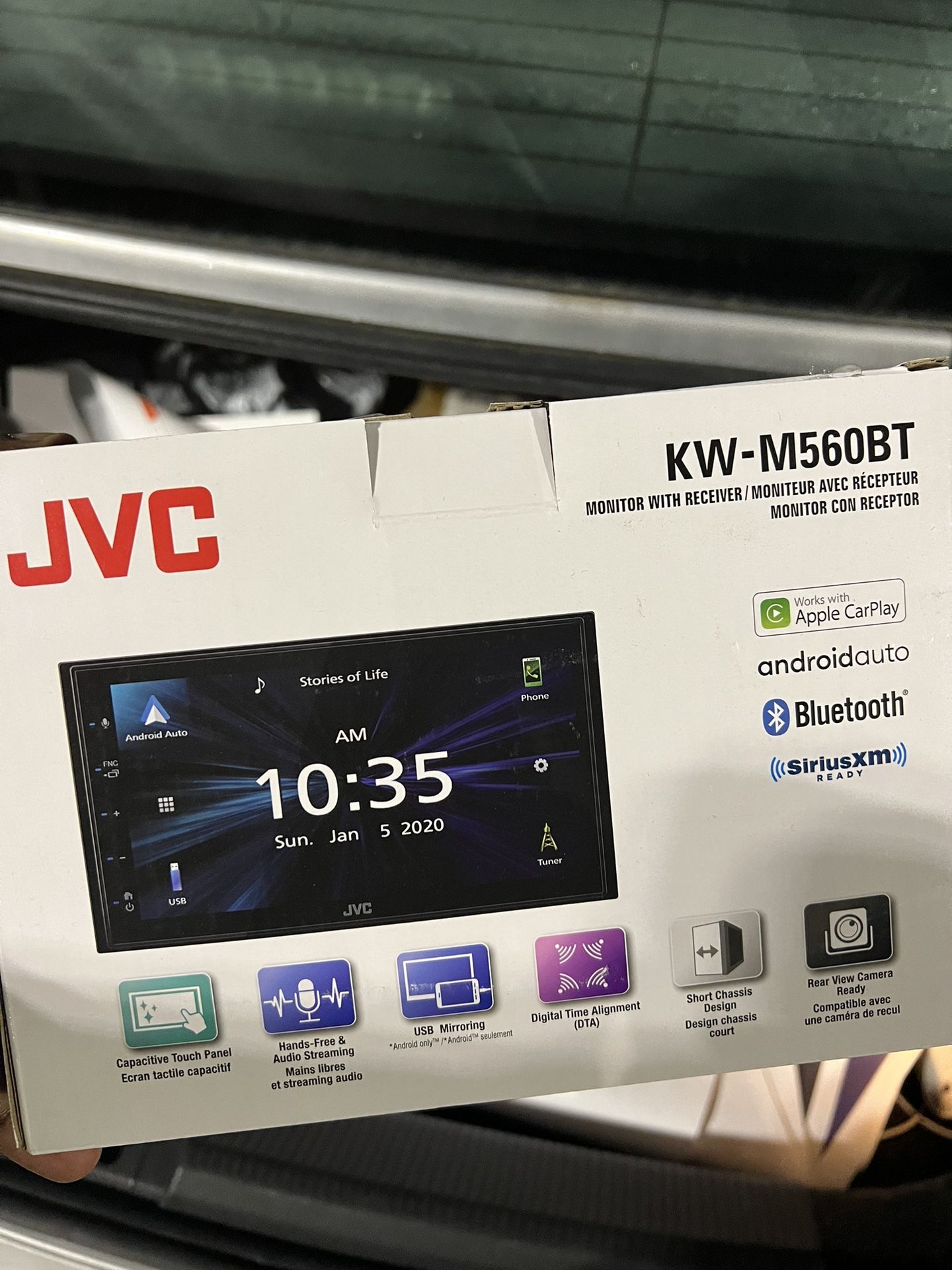 JVC - 6.8" Android Auto and Apple CarPlay Bluetooth Digital Media (DM) Receiver with Rear Camer input and SiriusXM Ready - Black