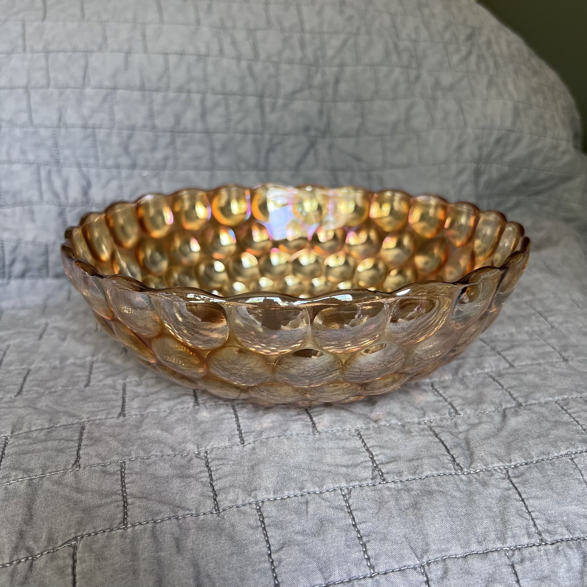 Anchor Hocking 1950s Iridescent Marigold Glass Bowl