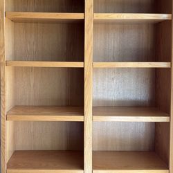 Solid Oak Bookcase – 84” High × 48” Wide – Excellent Condition