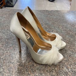 Badgley Mischka Heels Leather White Shoes Size 8m