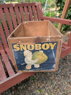 Vintage SNOBOY Wooden Apple Crate Seattle WA Approx 19-1/2" X 12" X 10-1/2"D