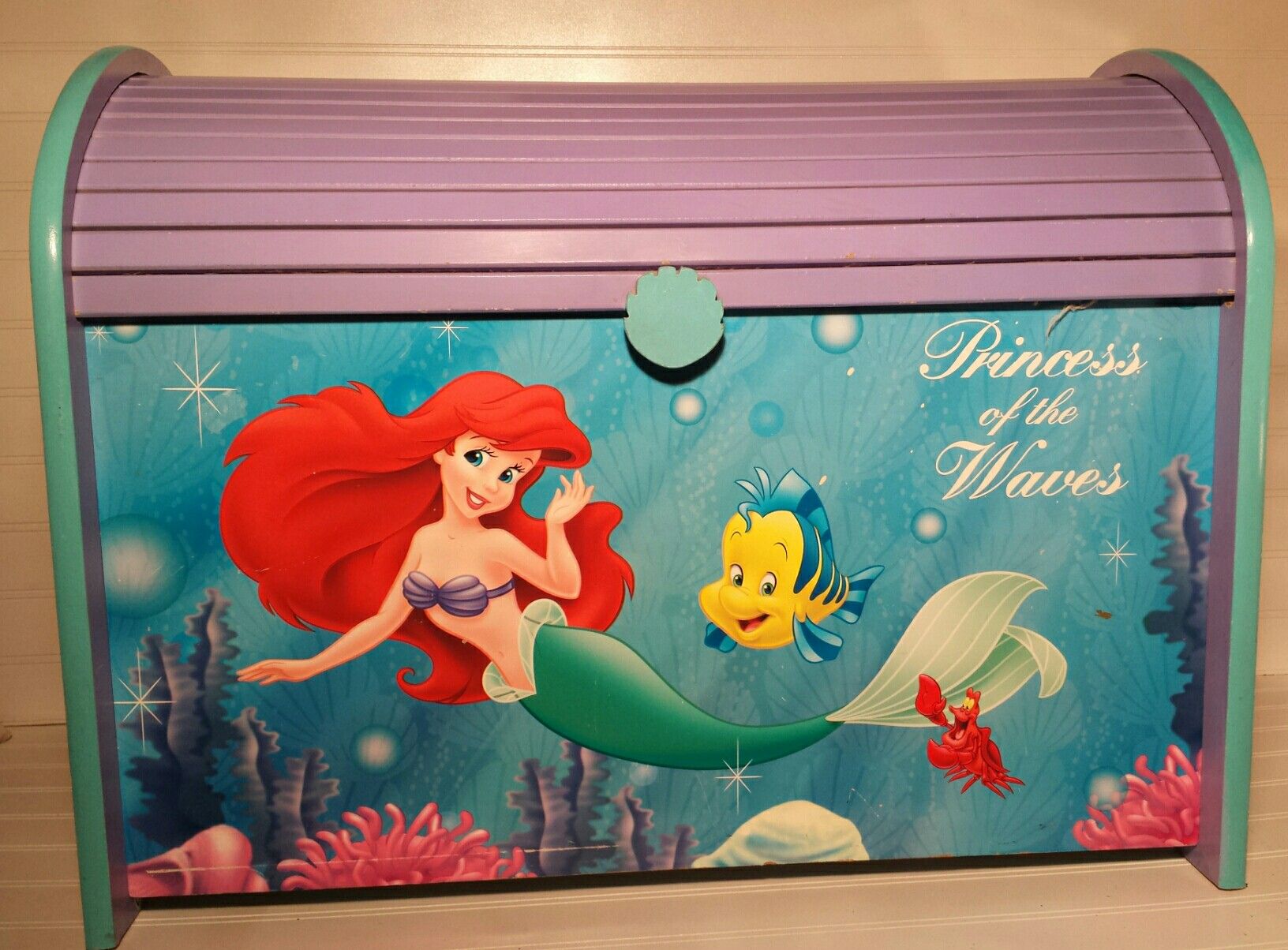 Little mermaid wooden roll top toy box, toy chest , roll top storage chest