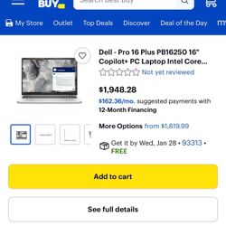 Dell  Pro 16 Plus Lap Top 