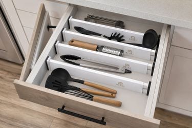 Royal Craft Wood Bamboo Drawer Dividers Set of 4 Adjustable Expandable White