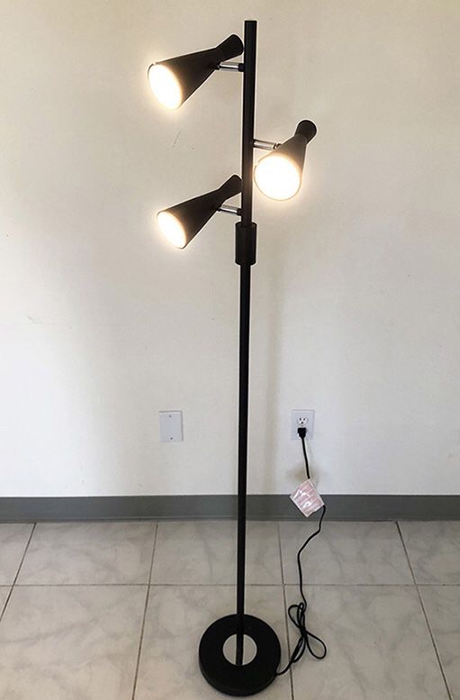 (NEW) $30 LED 3-Light Floor Lamp 5ft Tall Adjustable Tilt Light Fixtures Home Living Room Office