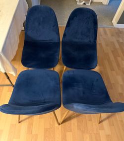 Set of 4 Navy Blue Velvet Dining Chairs