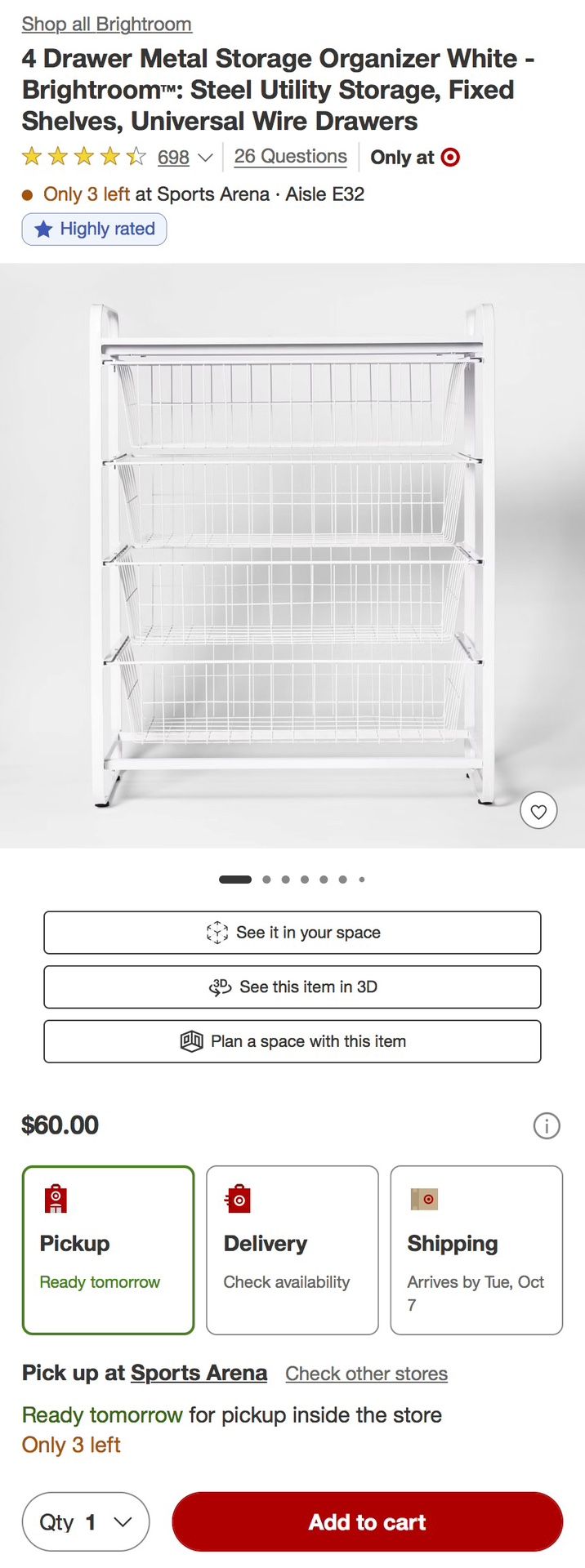 BrightRoom 4 Drawer Organizer