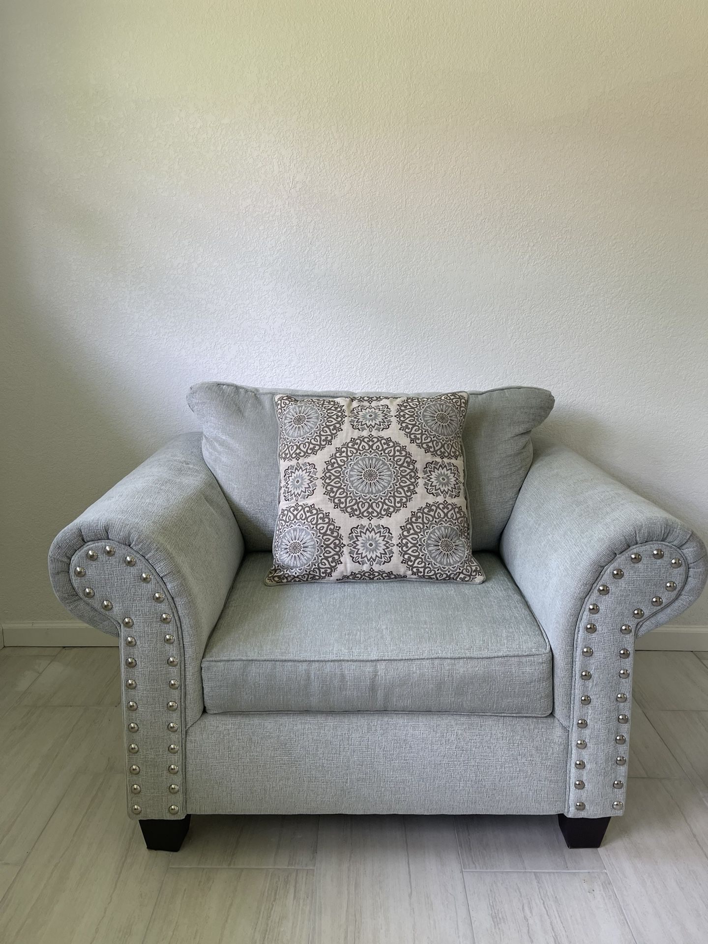 Mint Grey Chair & Ottoman