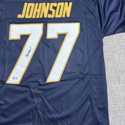 Zion Johnson Signed Autograph Custom Jersey - Beckett Coa - LA chargers 