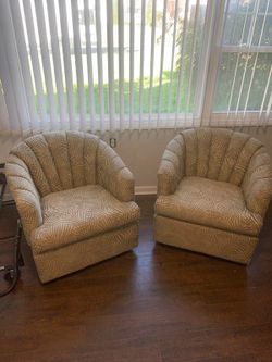 Pair of Upholstered Barrel Accent Chairs