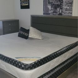 Grey King Size Bedroom set 4 piece