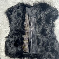 Thomas Wylde Fur Leather Vest With Studs 