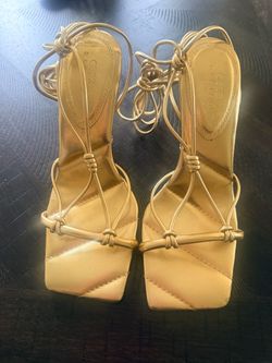 Gold strappy shoes  size 8