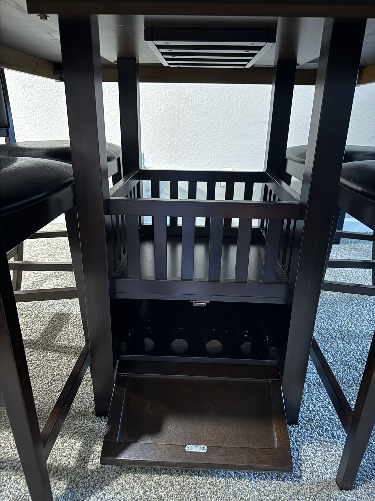 Bar Height Dining Room Table With 4 Chairs And Wine Rack