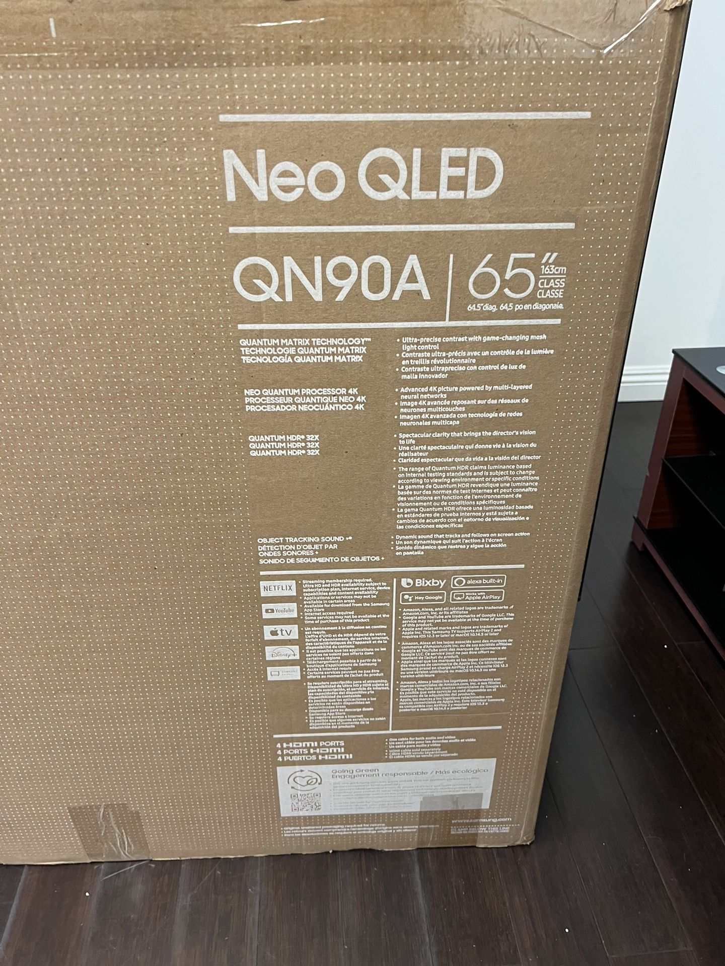SAMSUNG 65-Inch Class Neo QLED 4K UHD QN90A Series Mini LED Quantum HDR 32x, Object Tracking Sound+, Ultra Viewing Angle, Smart TV with Alexa Built-In