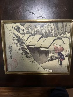Art Print Wall Decor  Snowy Evening at Kambara Station by Utagawa Hiroshige