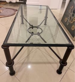 Glass & iron coffee table