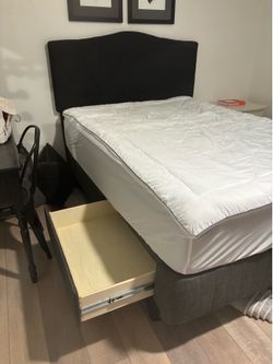 Full Bed Frame with Built in Drawer Box Spring