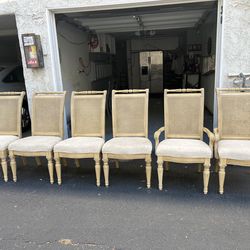 Set of 6 French Cane Back Dining Chairs (2 Armchairs + 4 Side Chairs)