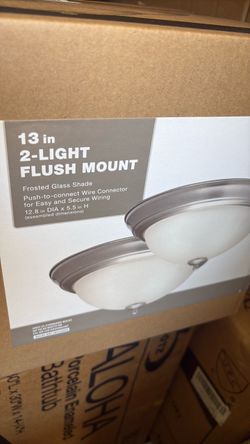 Commercial Electric 13 in. 2-Light Brushed Nickel Flush Mount with Frosted Glass Shade (2-Pack)