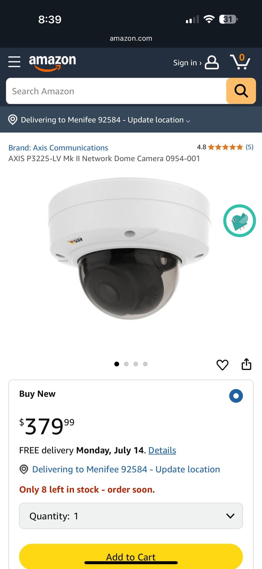 Security Camera AXIS P3225-LV Mk II