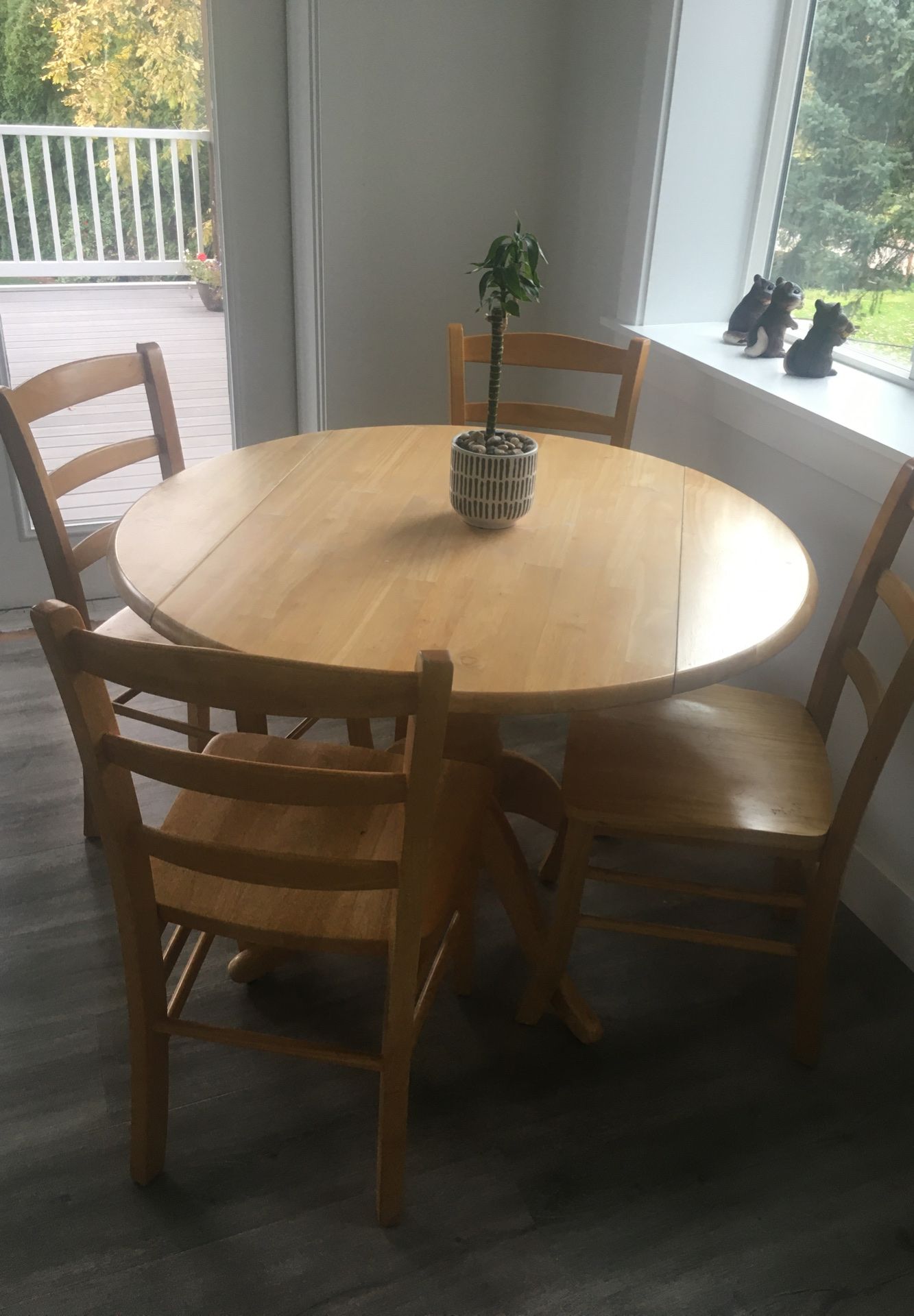 Wood table and four chairs