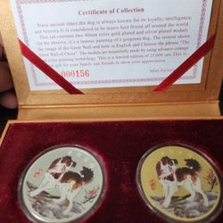 Gold & Silver Plated Year of the Dog Coins Set With Box and Certificate 