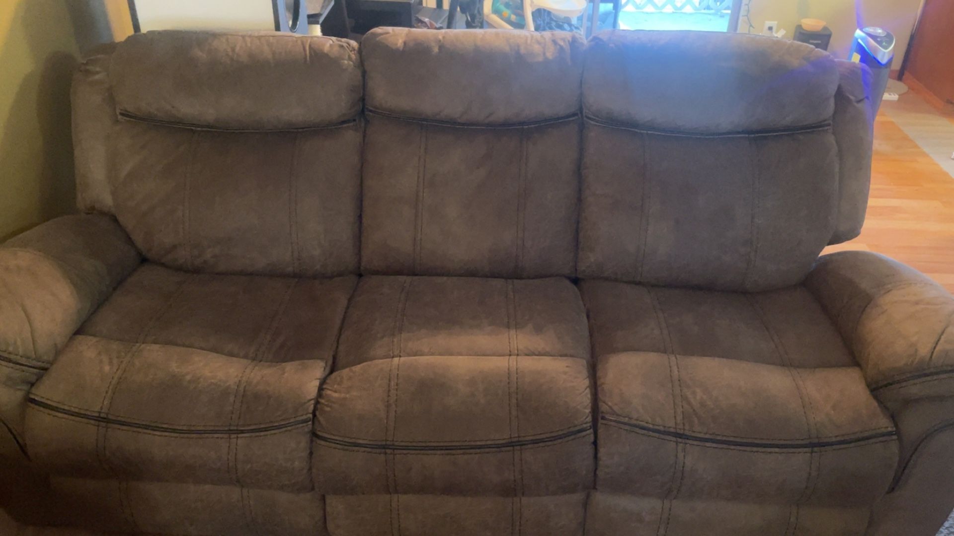 Reclining Couch With Charger Ports And Cup Holders 