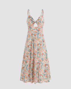 Floral Pattern Midi Dress