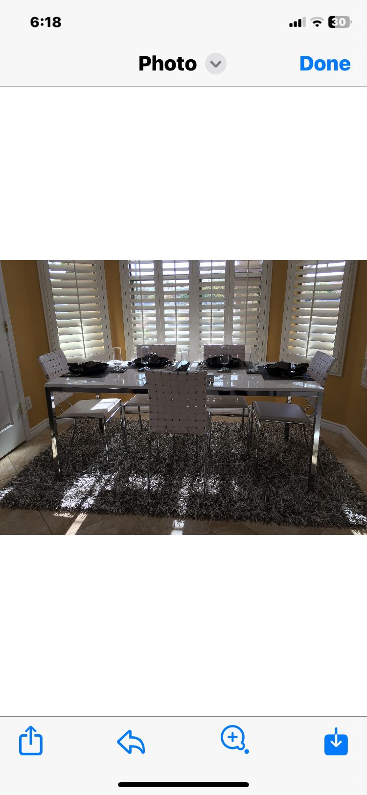 White dining Table and six chairs 