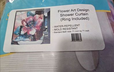 Shower Curtain, Beautiful floral design  with curtains rings