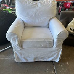 White Pottery Barn Rocker Chair With Slip Cover
