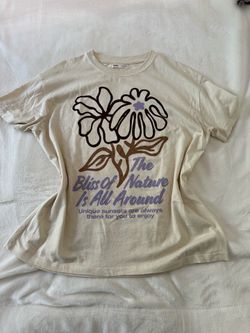 Pull&Bear Graphic Nature Tee Oversized Cream