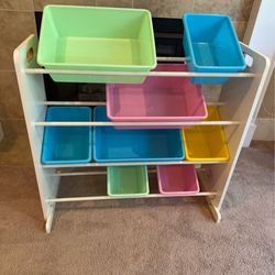 Toy storage shelf bins